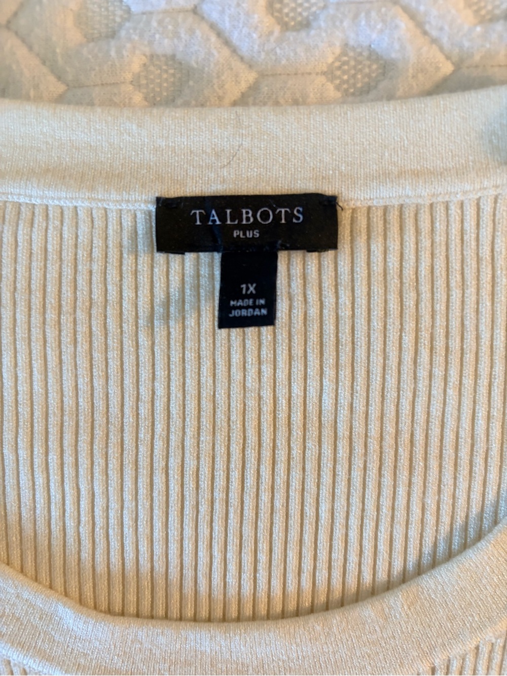 Talbots Cream Ribbed Crewneck Sweater - Picture 2 of 4